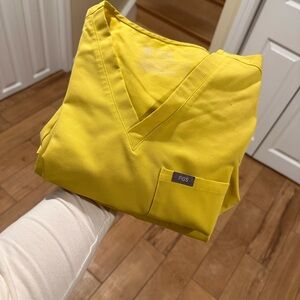 Figs Vivid Yellow Scrub Top